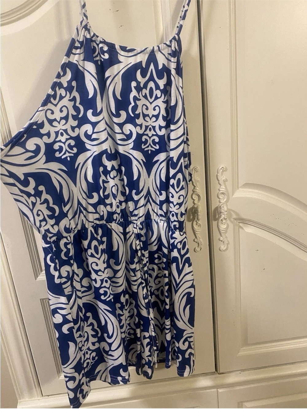 Source Unknown Blue and White Patterned Women Shorts